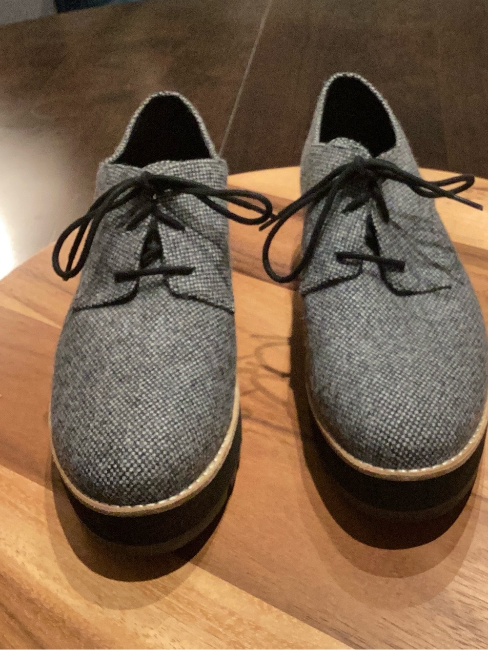 Eileen Fisher Eddy Tweed Platform Oxford Lug Sole Lace Ups NWOTs